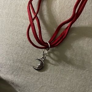 Faux red leather choker